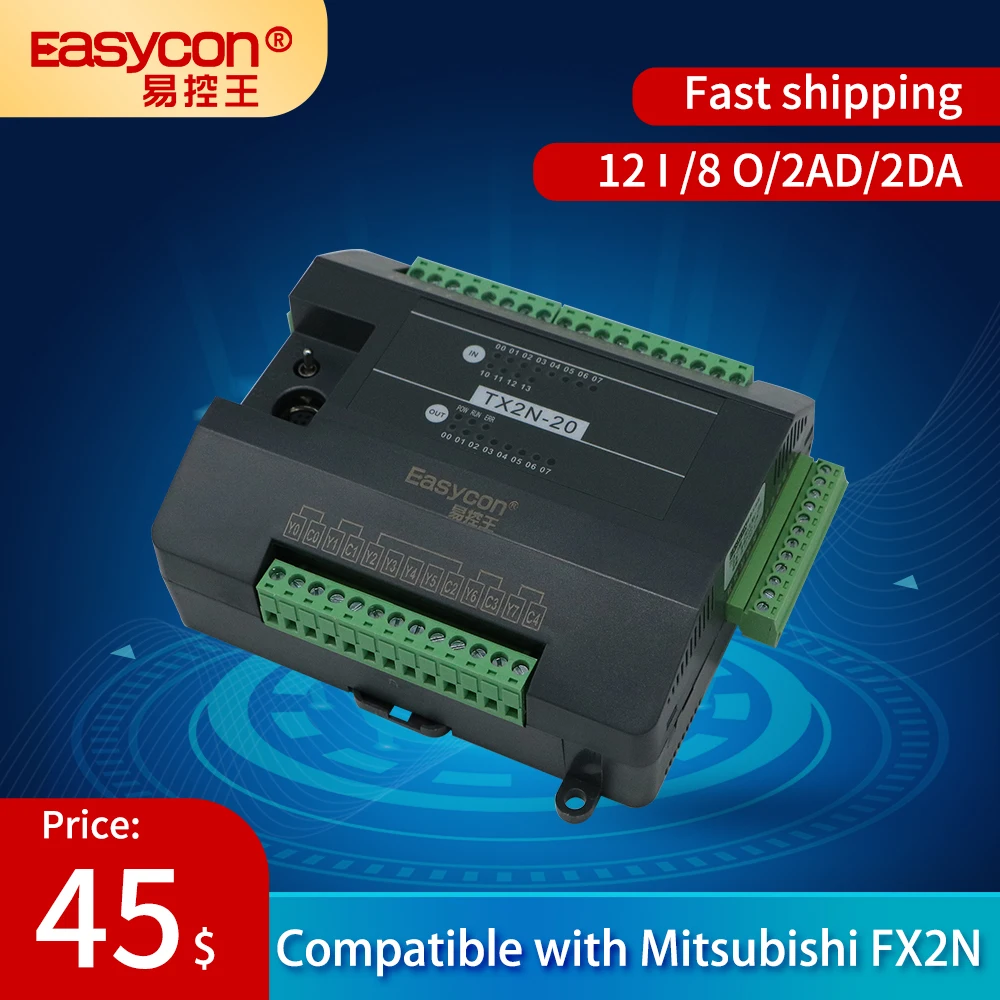 

Easycon TX2N-20MR/MT PLC 12 DI 8DO Industrial Control Board solar panel power controller FX2N Cover With FX1N Instructions