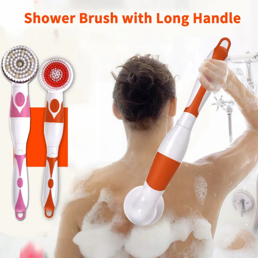

4 in 1 Bath Brush Useful Extended Handle Waterproof Massage Scrubber Multifunctional Electric Body Brush Cleaning Body