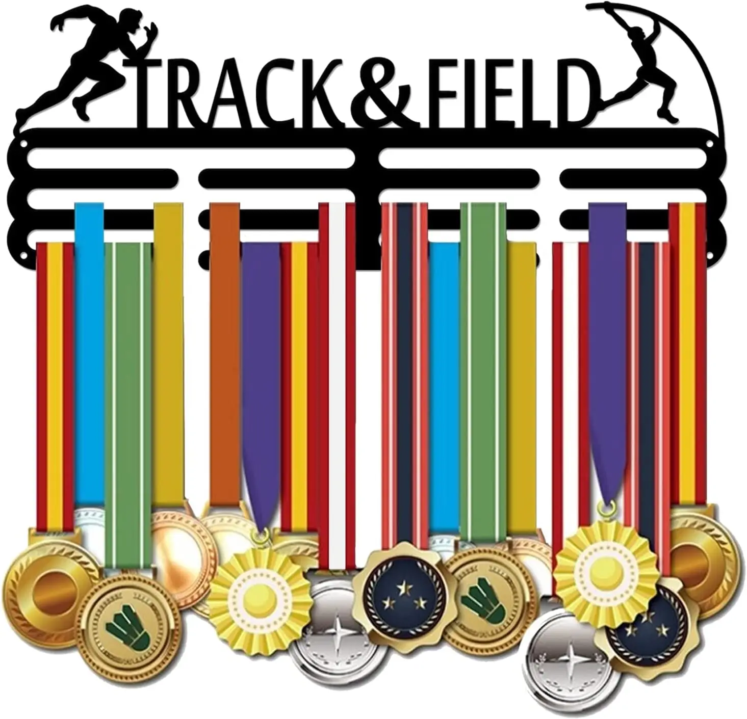 

Male Track and Field Medal Hanger Display Running Rack Frame Pole Vault Competition Medal Holder Sports 60+ Medals Display Frame