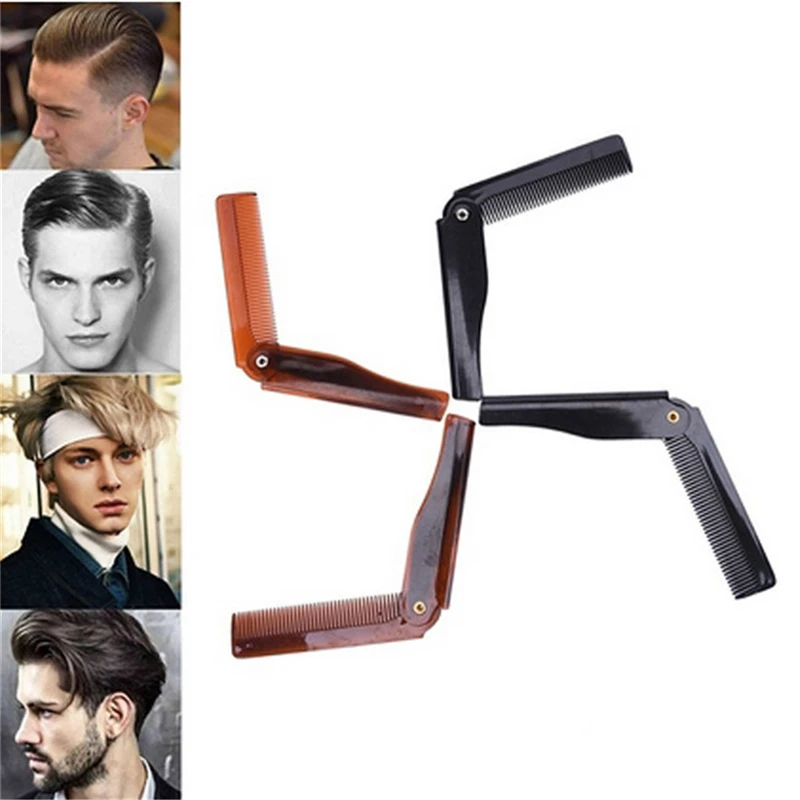 

Black Hot Sale Stainless Steel Folding Comb For Men Anti Static Mustache Comb Wholesale Hairdressing Styling Beard Comb