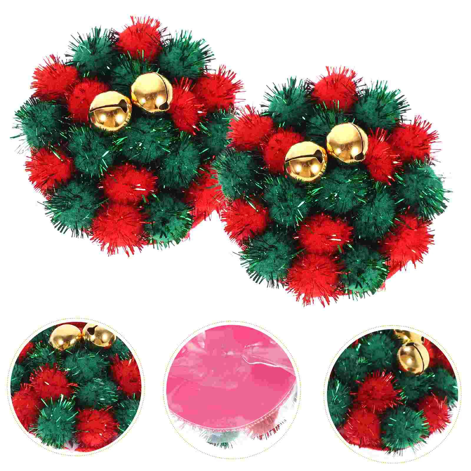

2 Pairs 55 x 55cm Christmas Small Pompom Chest Sticker with Golden Bell Ring Temptation Accessories Free Size
