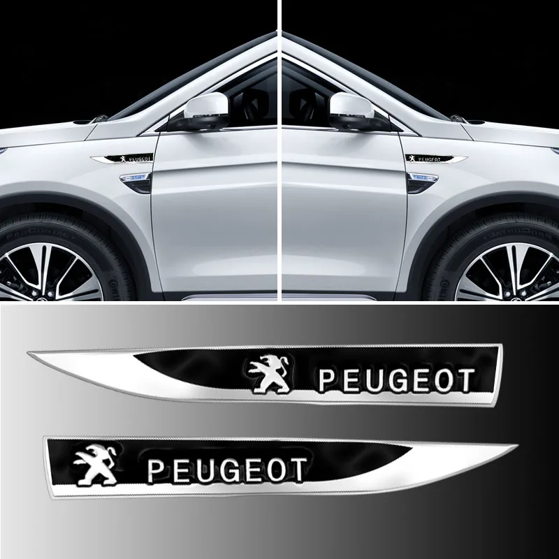 

2pcs Car Side Body Metal Labeling Stickers Auto Blade Decal for Peugeots 107 108 206 207 308 307 508 2008 3008 Car Accessories