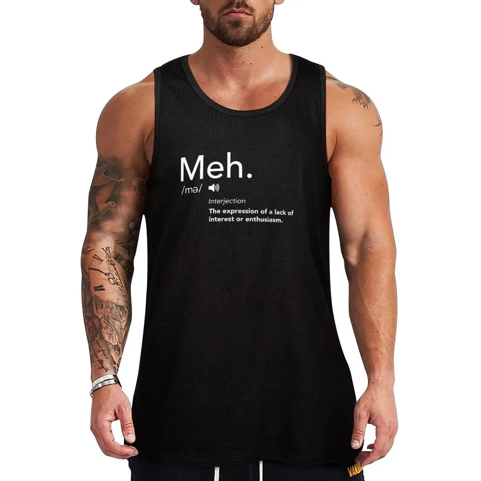 Рубашка Meh Defintion Funny Meme Definitions Stuff. Мех. Куртки без рукавов в стиле аниме The It Crowd Tank Top
