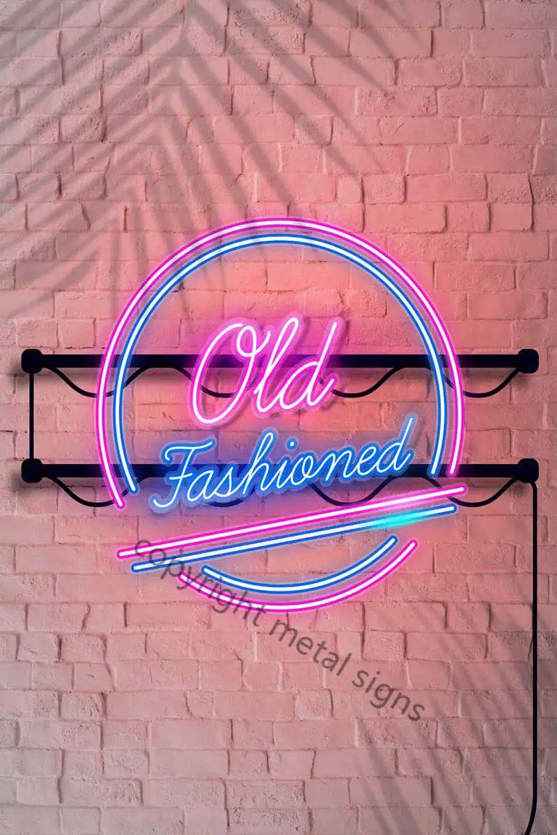 

Неоновый бар старомодный Настенный декор Ретро винтажный металлический знак жестяная вывеска жестяные пластины неоновая вывеска для дома ...