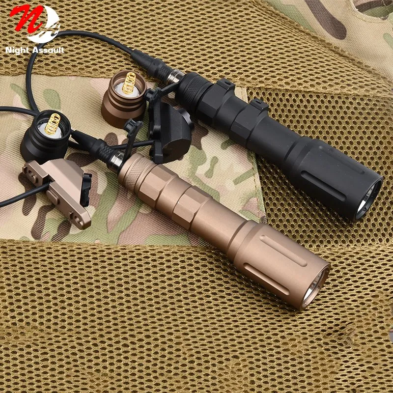 WADSN  PLH V2 Modlit Metal 1300Lumen Flashlight with pressur switch  Rifle Scout Tactical Weapon Light Fit Picatinny Raill 