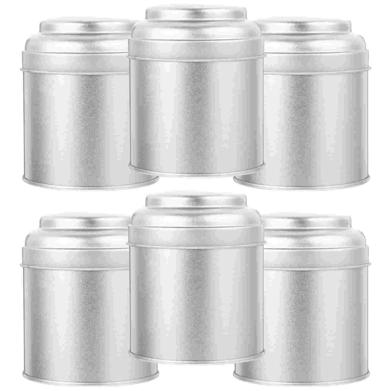 

6pcs Double Lids Tea Tins Airtight Loose Tea Canister Universal Candy Jars Coffee Sugar Jars