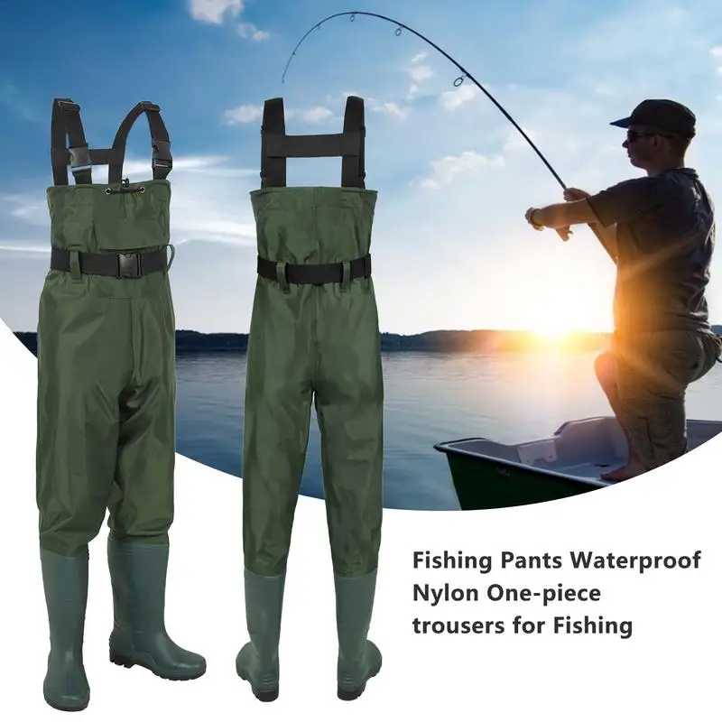 

Fishing Jumpsuit Fishing Waders Hunting Suit Waterproof Nylon One-piece Trousers With Boots Fly Fishing Clothes Overalls