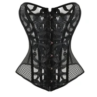 women sexy black white breathable mesh net hollow out overbust corset bustier corselet plus size s 6xl