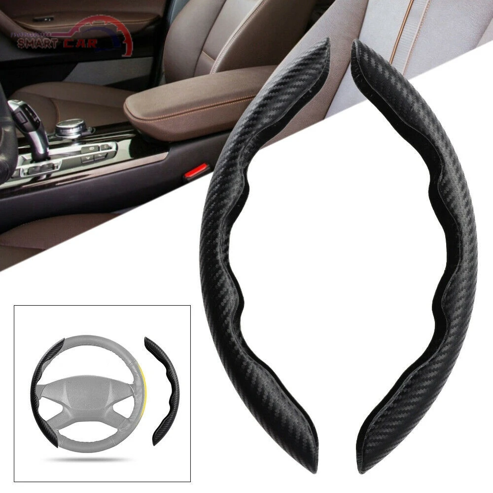 

1pair Carbon Fiber Car Steering Wheel Cover Left+Right Non-Slip Steering Cover Protector Anti Dust Washable Interior Accessories