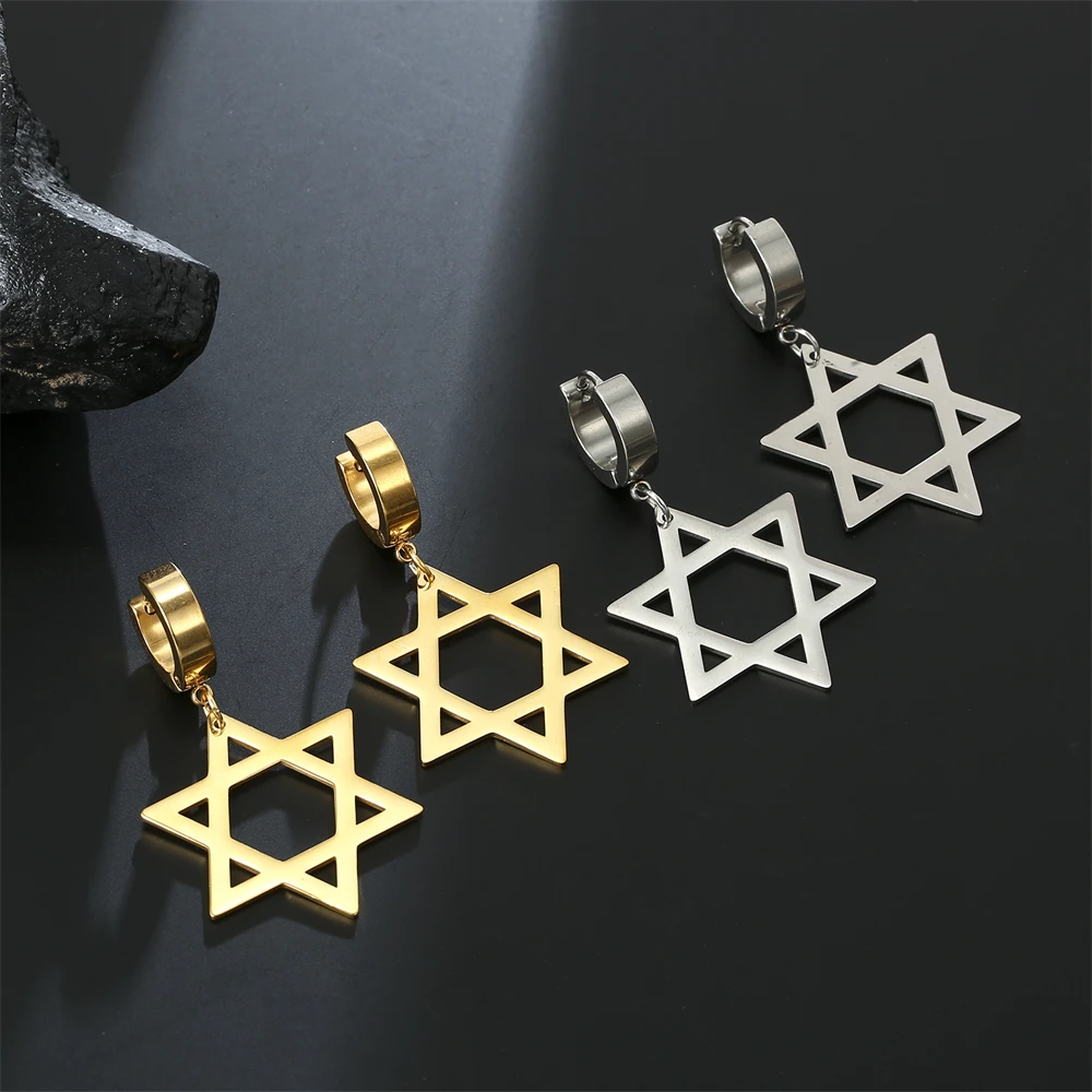 

Amaxer Star of David Drop Earrings for Women Lady Stainless Steel Hexagram Earring Gold Color Daily Wear Jewelry Gifts