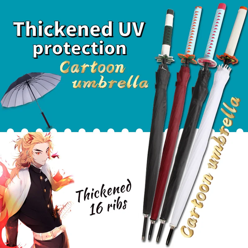 

Devil's Blade Anime Manga Katana Umbrella Demon Slayer Kimetsu No Yaiba Samurai Sword Ninja Knife Sunny Rainy Umbrella Parasol