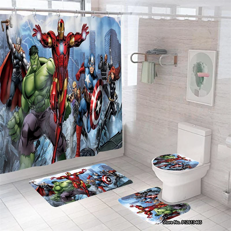 

Marvel Films Spider-man Iron Man Design Bath 3D Digital Printing Bathroom Decoration Shower Curtain Blanket