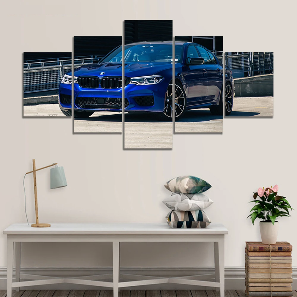 

5 Pieces Canvas Wall Art Series Competition Car Poster Painting Living Room Modern Picture Print Bedroom Mural Home Decor Frame