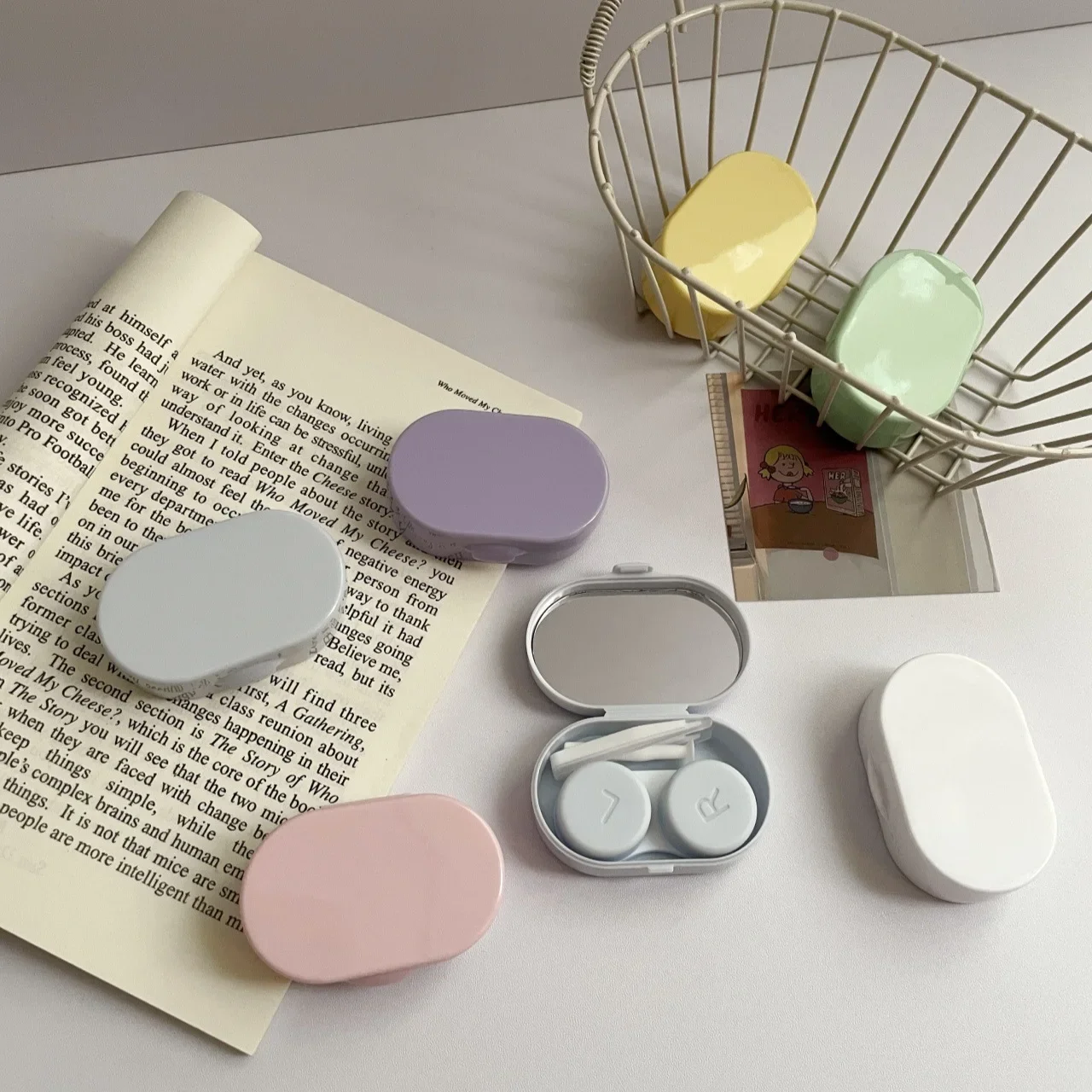 Кремовый портативный мини-футляр для очков двойная коробка партнера невидимый