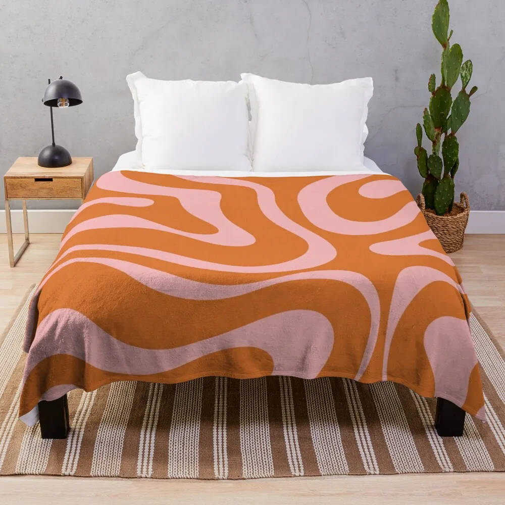 

Liquid Swirl Retro Abstract Pattern in Orange and Pink Throw Blanket