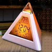 lcd clock cone pyramid style home accessories led changing digital table alarm desk thermometer night glowing