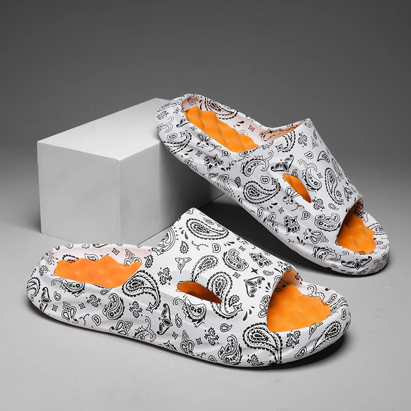 

Тапочки Pefect мужские пластиковые на плоской подошве, Нескользящие мягкие удобные дышащие пляжные тапочки с граффити для дома и ванной