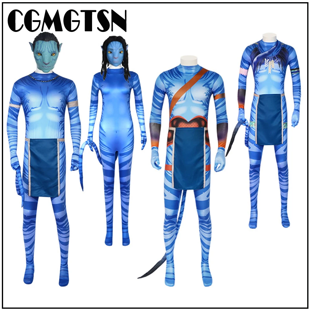 

CGMGTSN Child Adult Avatar 2 Costume Cosplay Suit Jake Sully Neytiri Bodysuit Zentai Jumpsuits Halloween Party Costumes Props