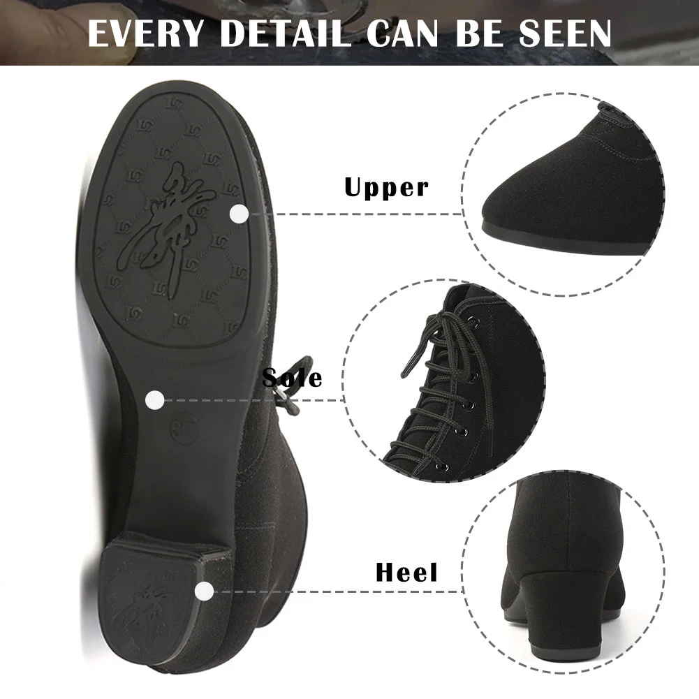 SWDZM Women Dance Shoes Latin Ballroom dance shoes Modern Shoes Ladies Tango Black Jazz Shoes Dance Sneaker For Girls heeled 4cm