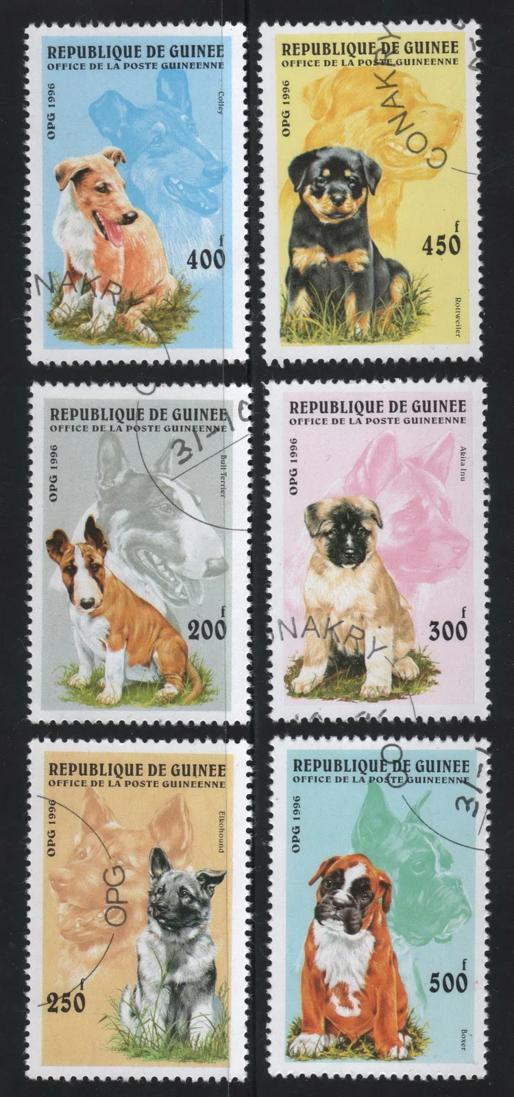 

6 шт./набор, почтовые штампы с надписью «Гвинея почта»