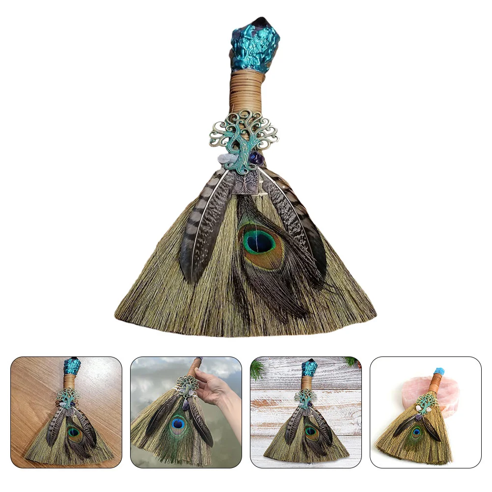 Украсьте мини-ведьбу метлу металлическую ручной работы мискатус хрустальную