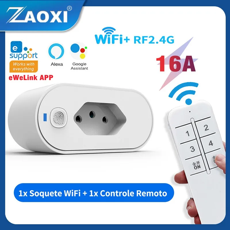 Умная розетка eWeLink 16А в бразильском стиле с поддержкой Wi-Fi и RF приложения