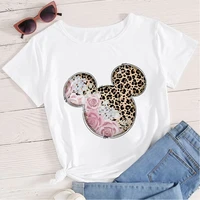 leopard flowers mickey avatar graphic tee shirt women disney brand tops oversize t shirt summer harajuku casual free shipping