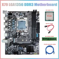 X79 Motherboard Set+E5 2420 CPU+4G DDR3 RAM+SATA Cable+RJ45 Network Cable LGA1356 DDR3 Slot M.2 NVME SATA3.0 Motherboard