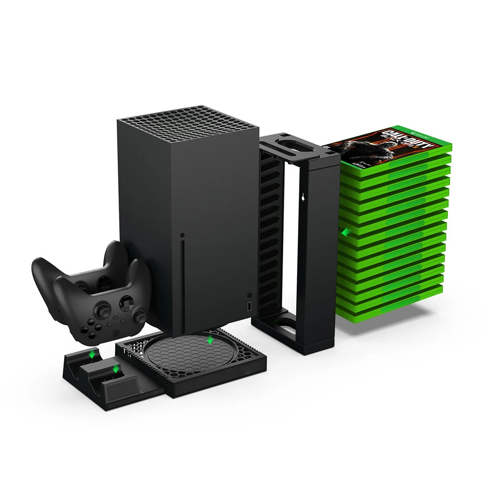 Фото Вертикальная охлаждающая подставка для Xbox SeriesX, двойное зарядное устройство, зарядная док-станция для хранения игр, охлаждающий вентилятор для XBOX серии X №1