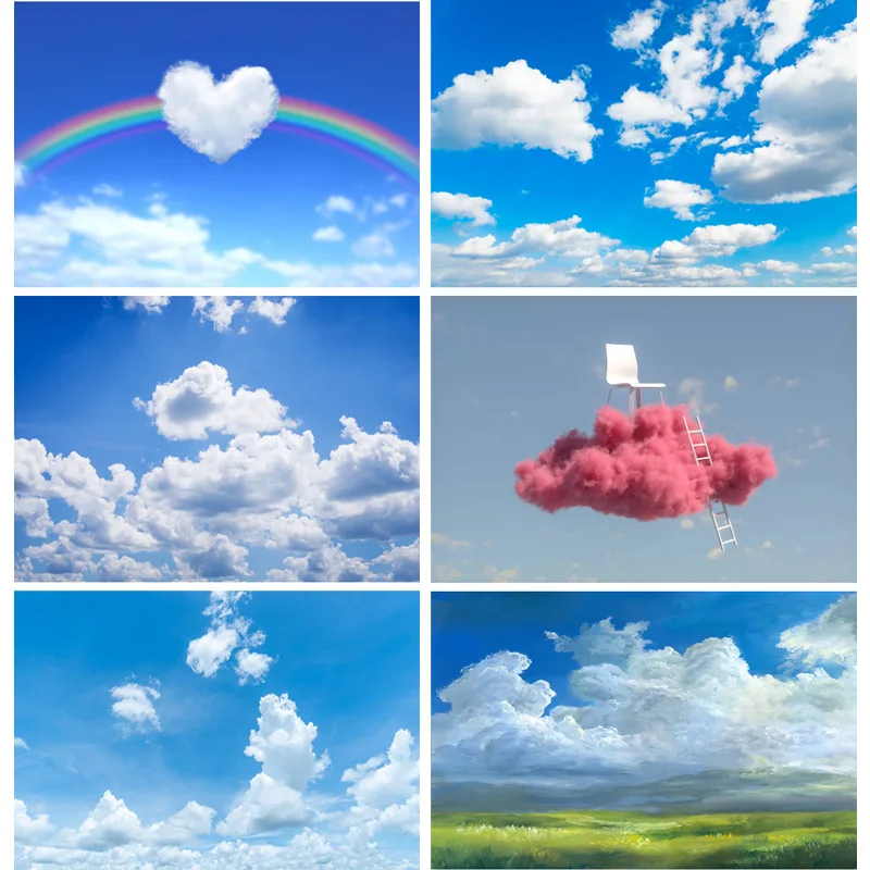 

Natural Scenery Photography Background blue sky and white clouds meadow Travel Photo Backdrops Studio Props 22330 TKYD-09