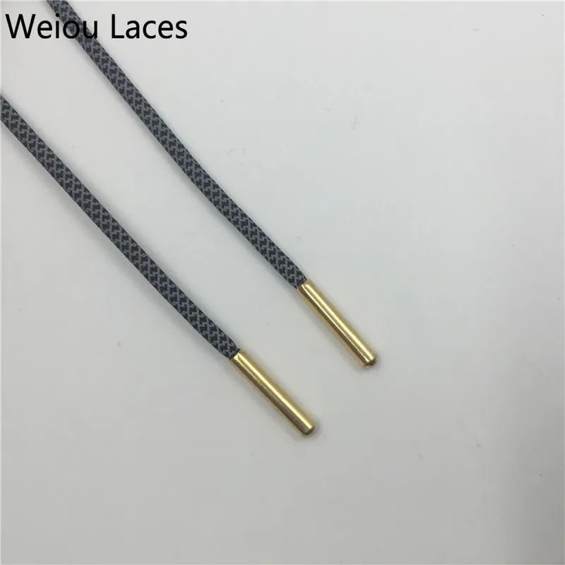 (30pairs/Lot)Weiou Running Walking Round 3M Reflective Shoelaces With Metal Aglets Gold Silver Gunblack Safety Laces For Men