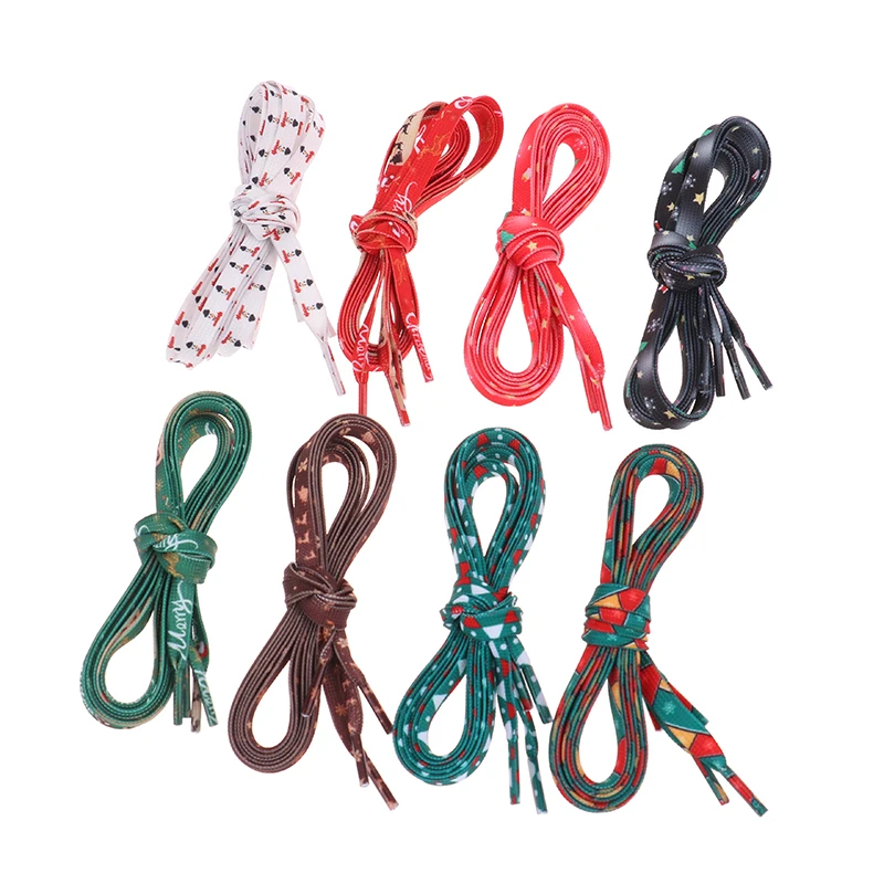 

New Creative Assemble Christmas Flat Laces Shoelaces Shoe Buckle Santa Claus Lucky New Year Snowman Elk Green Pine Shoelaces