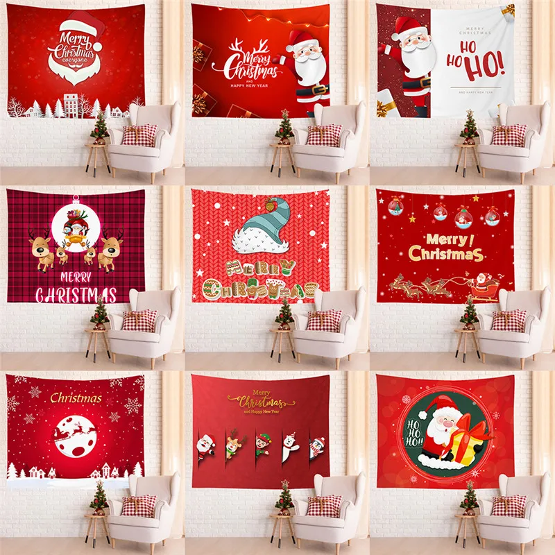 

Home decor red santa print tapestry wall hanging reindeer print tapestry hippie wall rug christmas tapestry 230x180cm tapiz