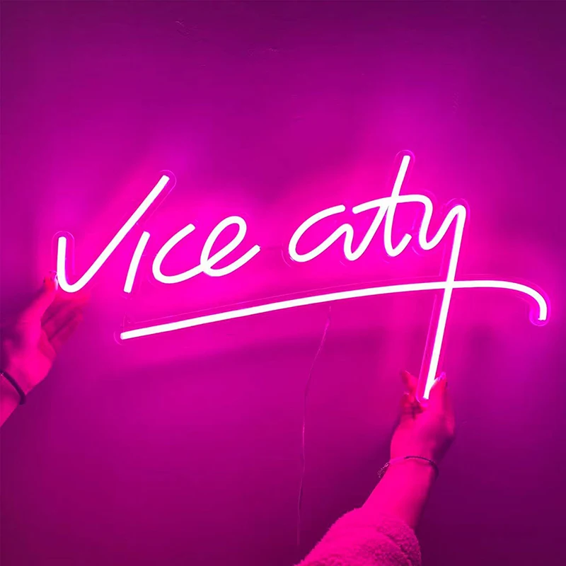 Светодиодная неоновая вывеска Вице-город для игровой комнаты Настенный декор 45