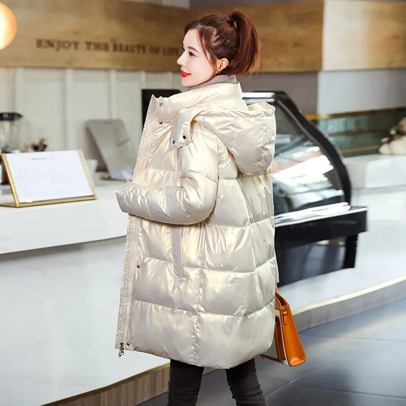 2023 Fashion Loose Women's Winter Down Cotton Jacket Hooded Warm Winter Coat Loose Thickening Parkas Female Pockets Overcoat S85