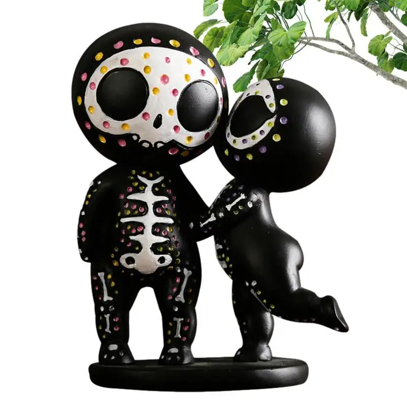 

Couple Skull Doll Statues Valentines Gifts 2023 Sugar Skull Head Couple Figurines Crafts Home Car Decor Ornaments Holidays Gifts