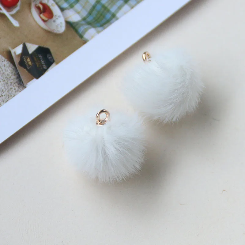 10pcs/Lot 18x18mm Plush Fur Covered Ball Beads Charms Diy Pompom Beads Handmade Earrings Necklace Bracelet Jewellery Accessories