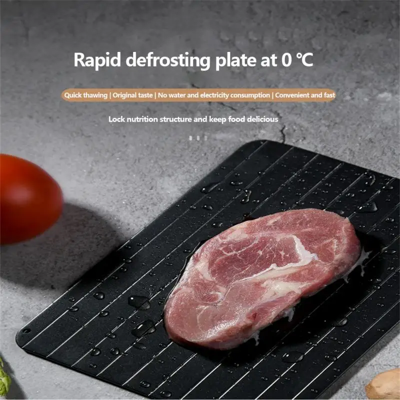 

Kitchen Gadget Tool Quick Thawing Plate Non-stick Coated Round Corner Thawing Plate Portable 360 Degrees No Dead Angle
