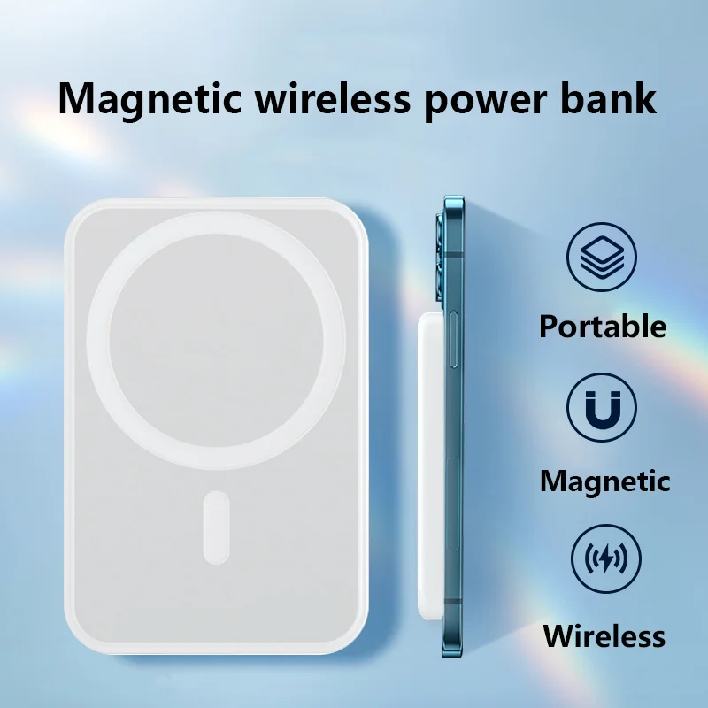 

2022 Portable Magnetic Wireless Power Bank For iphone 13 12 13Pro 12Pro Max 5000mAh Mini Powerbank Mobile Phone External Battery