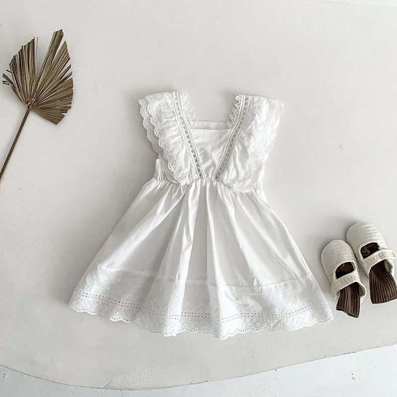 

Girls' White Western Lace Princess Dress Kids Dresses for Girls Korean Baby Clothes Kids Dresses for Girls