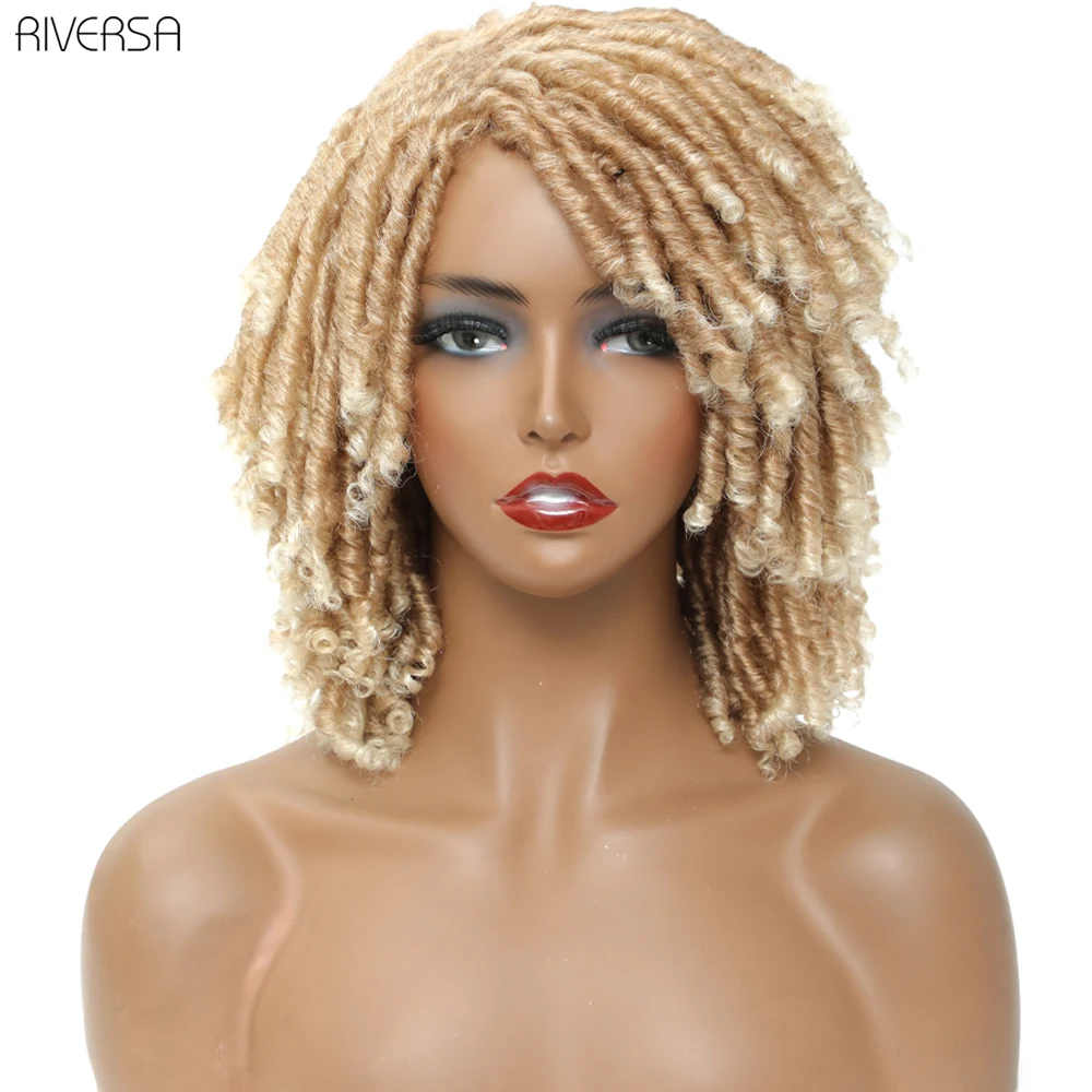 6inch Short Dreadlock Wig Twist Wigs for Black Women and Men 27 613 Blond Faux Loc Synthetic Hair Braiding Wig African Hairstyle