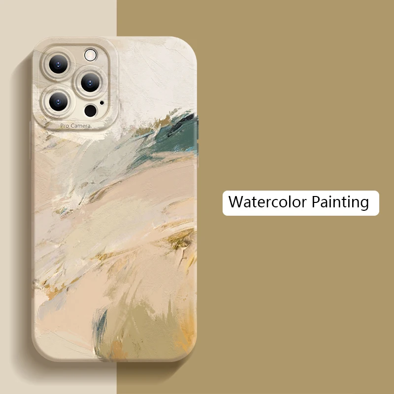 

Watercolor Rainbow Painting Case For iPhone 11 12 13 14 Pro Max Mini XR XS X 7 8 Plus SE 2020 Soft Shockproof Tpu Silicone Cover