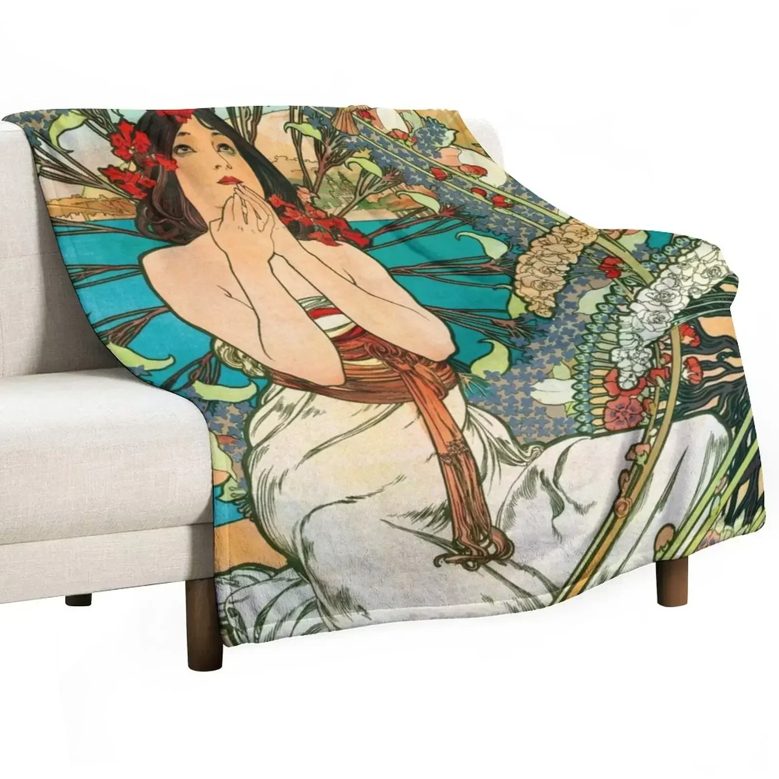 Винтажный туристический постер Монако Монте-Карло восстановленное одеяло 1983