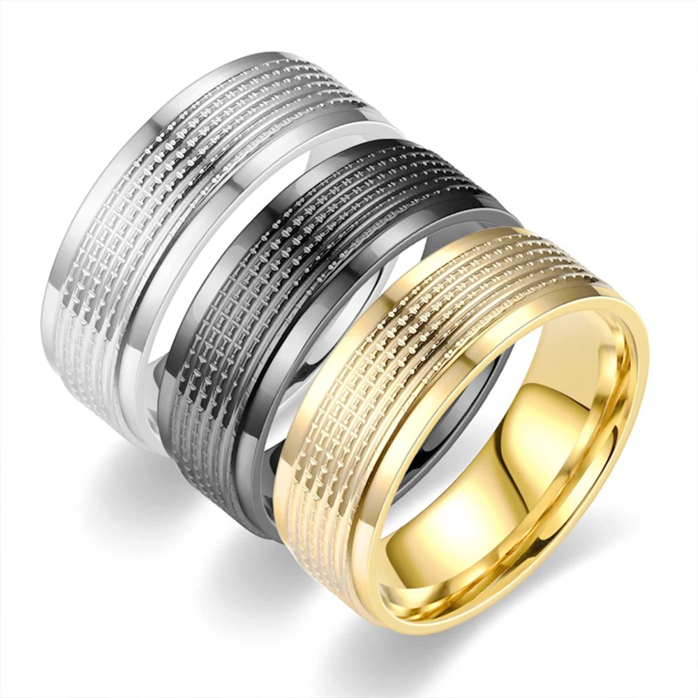 

2023 Fashion New Style 8mm Wide Titanium Steel Rings for Men Women Ring Anniversary Gifts Party Jewelry