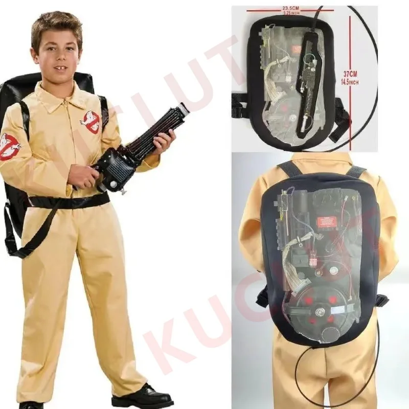 

Kid Halloween Costumes Movie Theme Ghostbusters Uniform Cosplay Clothing Jumpsuit Bag Suitable Adult and 3-15 Years Children