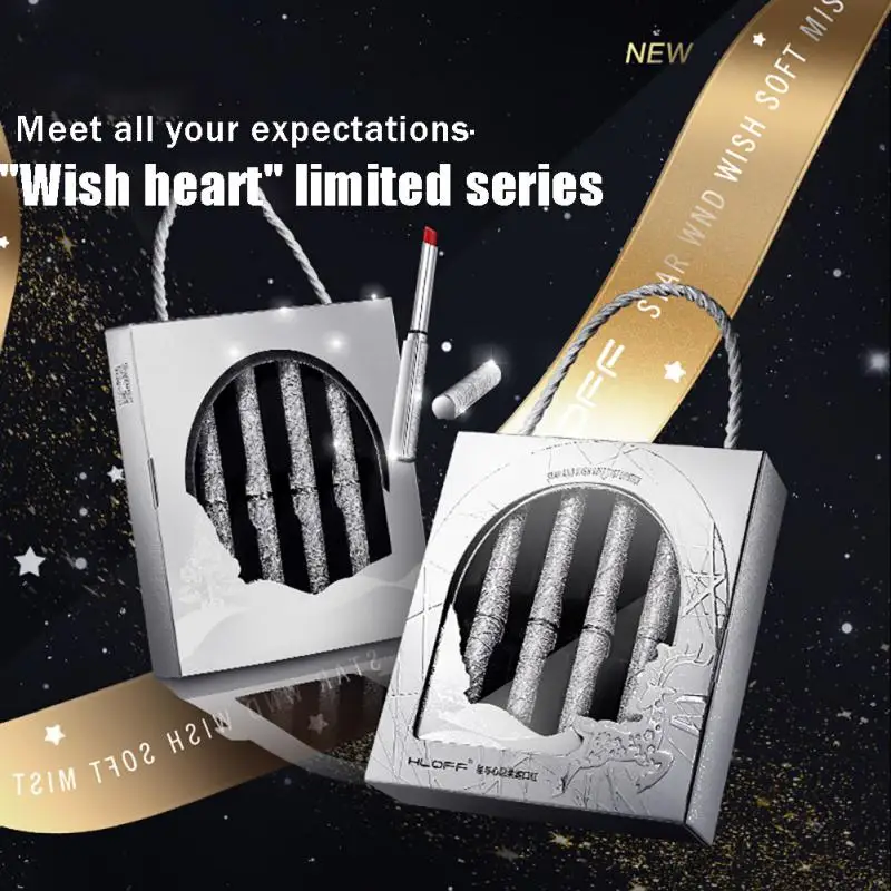 

Помада с красным оттенком для губ, Подарочная коробка, набор из 4 шт., бархатная матовая помада, помада, ручка, водонепроницаемая антипригарная чашка, роскошная Серебристая Помада для губ