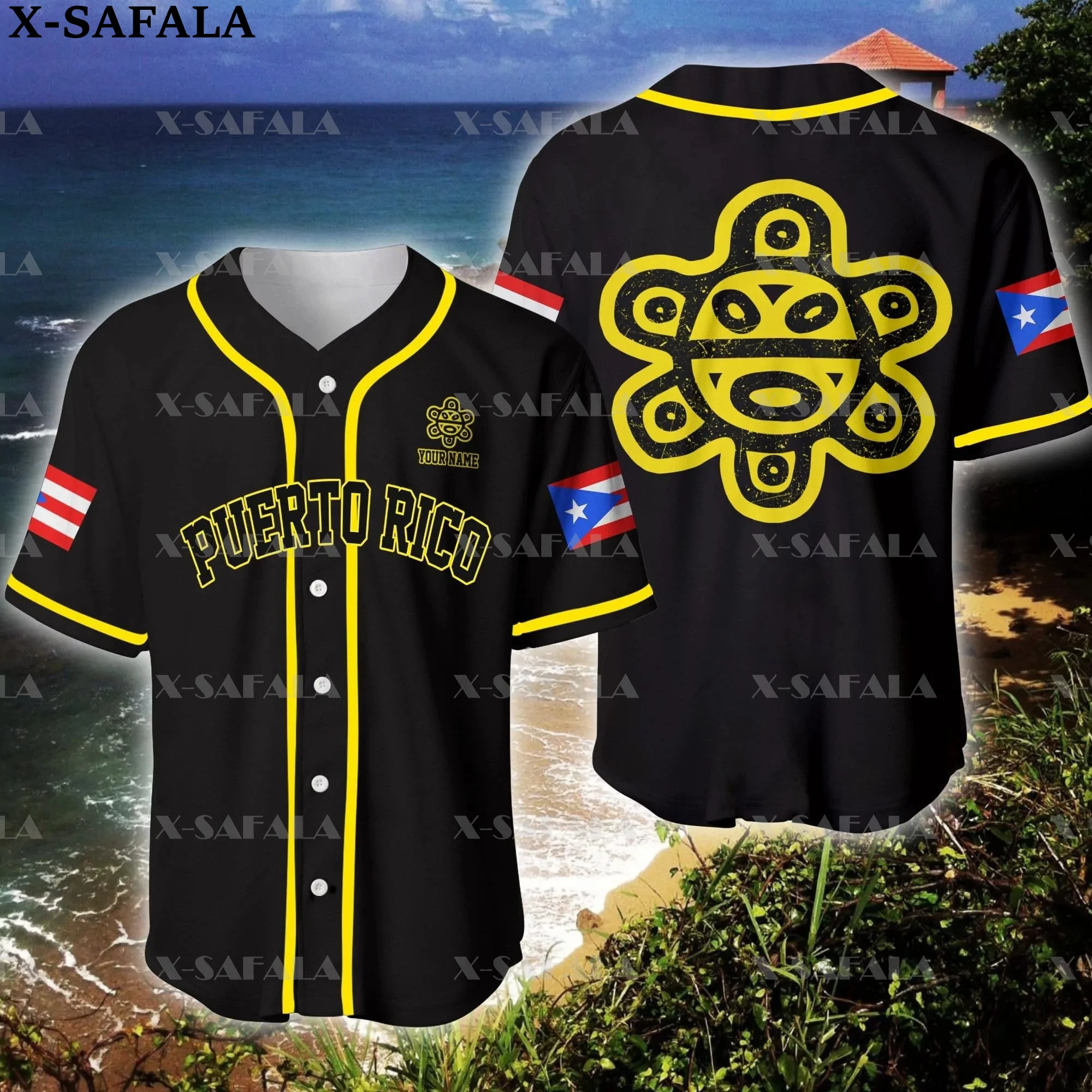 Custom Name PUERTO RICO Love Country Flag 3D Printed Baseball Jersey Summer Shirt Men's Tops Tee Oversized Streetwear-9
