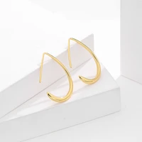 sterling silver 925 water drop design hoop earrings elegant geometry gold party gift decoration for women fine jewerly bileklik