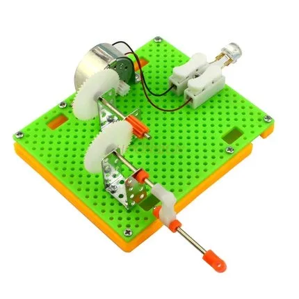 

Hand-cranked generator technology small production primary school students science experiment small invention physics children's