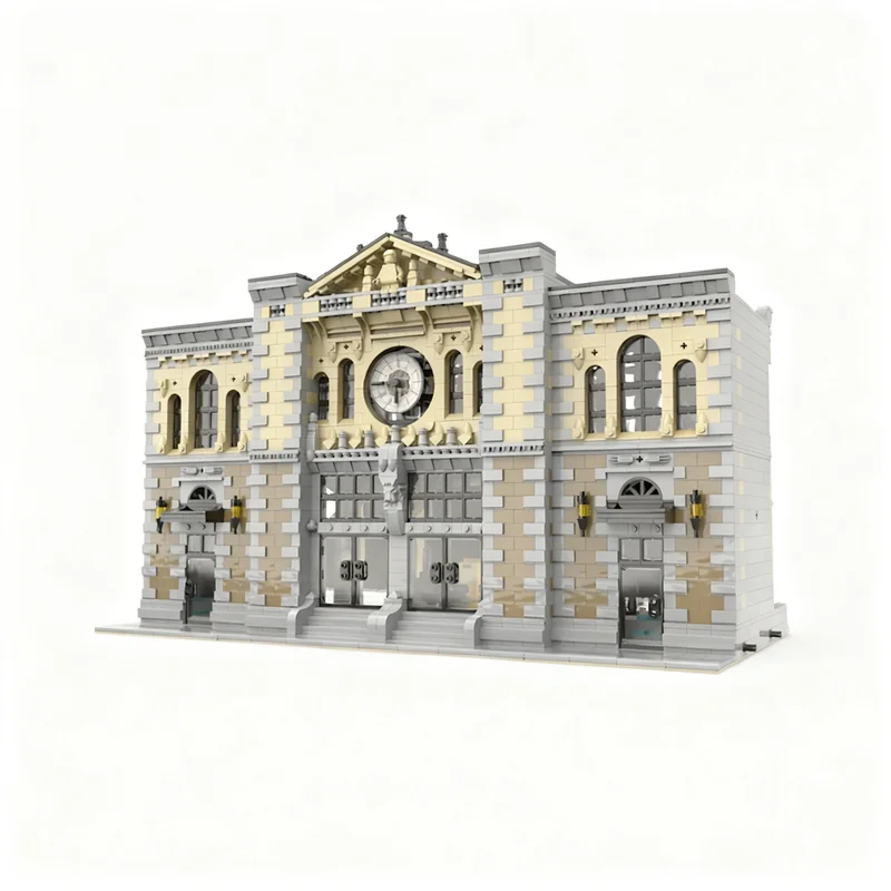 4236 деталей MOC Модульная модель центрального железнодорожного вокзала, коллекция строительных блоков, набор для творчества своими руками, подарок на день рождения, образовательный набор. (art.: 3920dcd4c2bff) - 3920dcd4c2bff